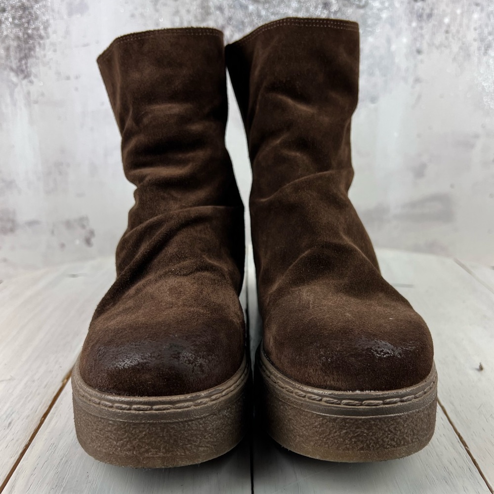 443tst Italian Project Suede Leather Brown Platfo… - image 6